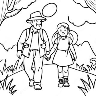 Adventurous Daddy And Daughter Exploring Nature Coloring Page 47133-37777