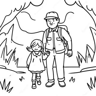 Adventurous Daddy And Daughter Exploring Nature Coloring Page 47133-37779