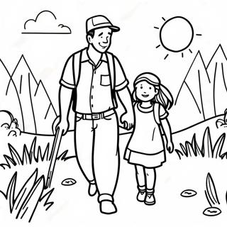 Adventurous Daddy And Daughter Exploring Nature Coloring Page 47133-37780