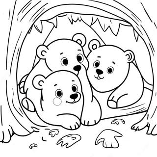 Cute Hibernating Bears In A Cozy Den Coloring Page 47223-37842