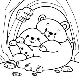 Cute Hibernating Bears In A Cozy Den Coloring Page 47223-37843