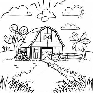 Colorful Indiana Farm Scene Coloring Page 47243-37861