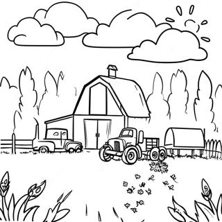 Colorful Indiana Farm Scene Coloring Page 47243-37863