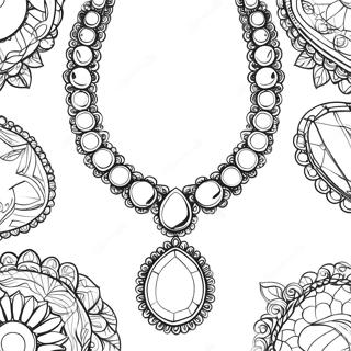 Colorful Gemstone Necklace Coloring Page 47293-37907