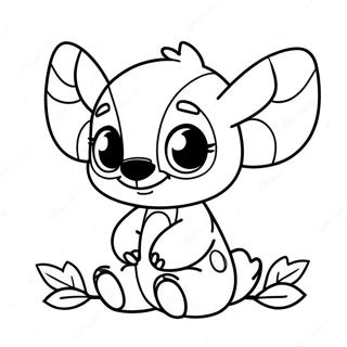 Adorable Baby Stitch With Flowers Coloring Page 47303-37916