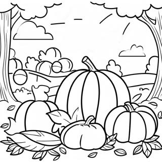 Colorful Autumn Harvest Scene Coloring Page 4732-3953