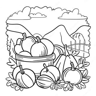 Colorful Autumn Harvest Scene Coloring Page 4732-3955