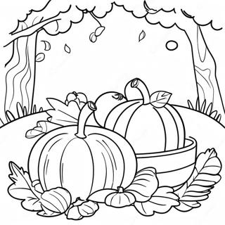 Colorful Autumn Harvest Scene Coloring Page 4732-3956