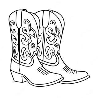 Stylish Cowgirl Boots Coloring Page 47413-37998