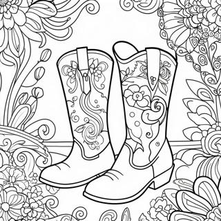 Stylish Cowgirl Boots Coloring Page 47413-37999