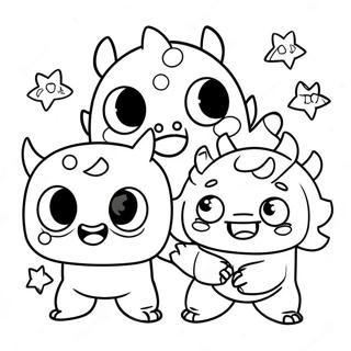 Cute Super Monsters Playing Together Coloring Page 47433-38013