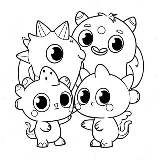 Cute Super Monsters Playing Together Coloring Page 47433-38015