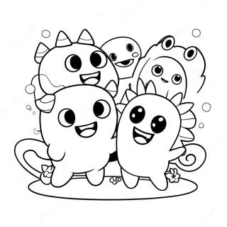 Cute Super Monsters Playing Together Coloring Page 47433-38016