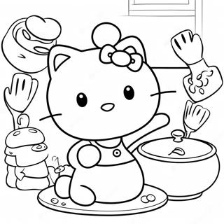 Hello Kitty Cooking Coloring Pages