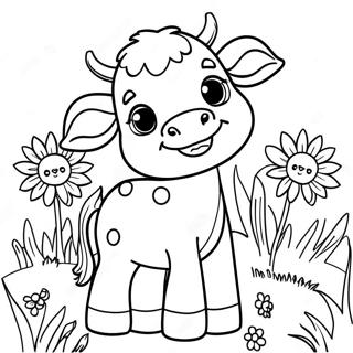 Cute Calf In A Meadow Coloring Page 47503-38069