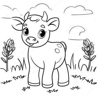 Cute Calf In A Meadow Coloring Page 47503-38070