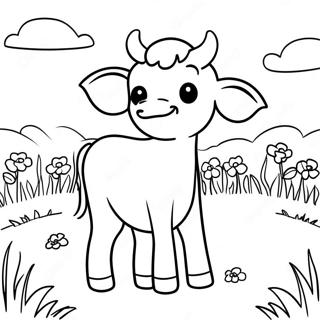 Cute Calf In A Meadow Coloring Page 47503-38072