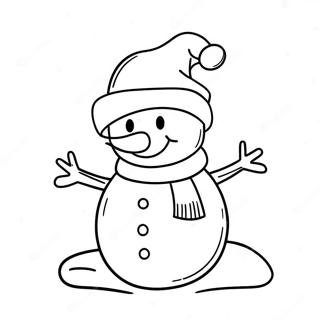 Cute Santa Hat On A Snowman Coloring Page 47523-38083