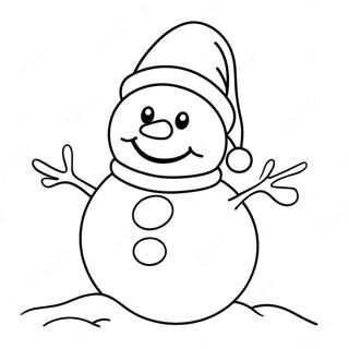 Cute Santa Hat On A Snowman Coloring Page 47523-38084