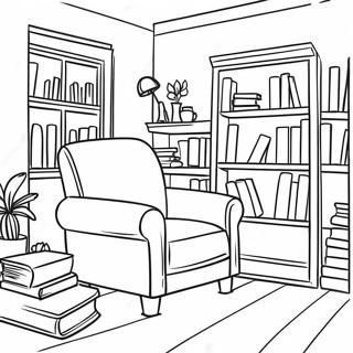 Cozy Library Reading Corner Coloring Page 4752-3969