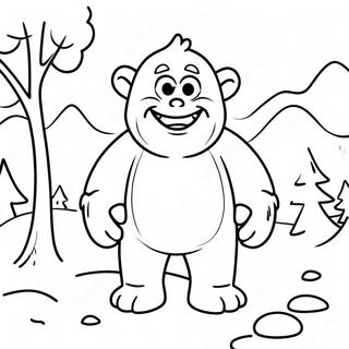 Cute Abominable Snowman In Snowy Landscape Coloring Page 47603-38150