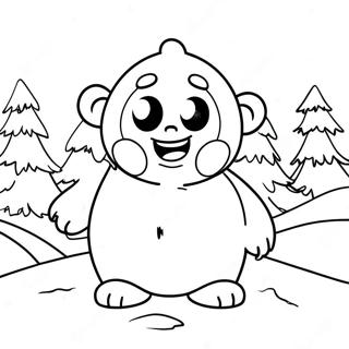 Cute Abominable Snowman In Snowy Landscape Coloring Page 47603-38151