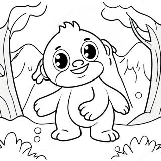 Cute Abominable Snowman In Snowy Landscape Coloring Page 47603-38152