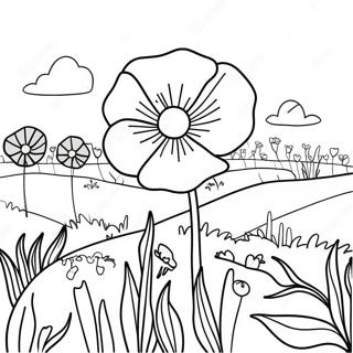 Vibrant Poppy Flower Field Coloring Page 47613-38160