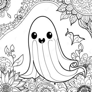 Spooky Halloween Zentangle Ghost Coloring Page 47673-38206