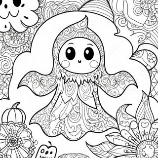 Spooky Halloween Zentangle Ghost Coloring Page 47673-38208