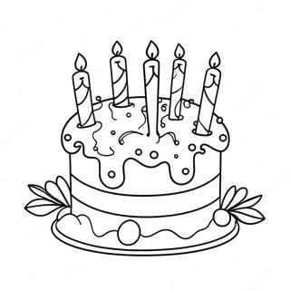 Festive Christmas Cake With Candles Coloring Page 47753-38273