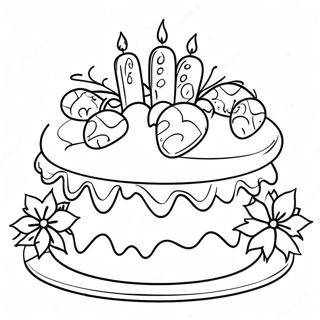 Festive Christmas Cake With Candles Coloring Page 47753-38274