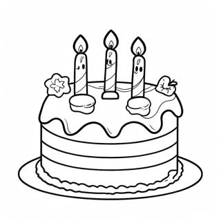 Festive Christmas Cake With Candles Coloring Page 47753-38275