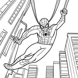 Spiderman Swinging Through The City Coloring Page 47803-38310