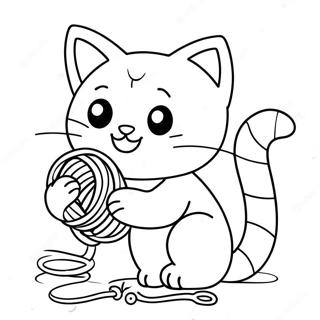 Cute Kitty Softpaws Playing With Yarn Coloring Page 47913-38395