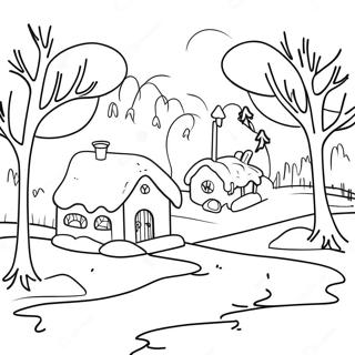 Charming Frosty Winter Scene Coloring Page 4792-4001