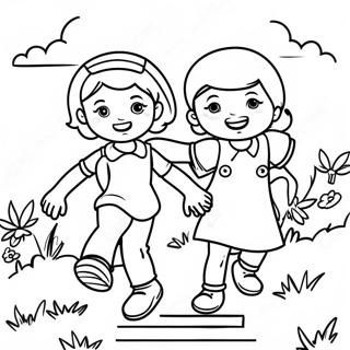 Jack And Jill Climbing The Hill Coloring Page 47932-38406