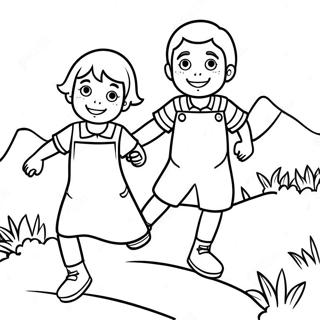 Jack And Jill Climbing The Hill Coloring Page 47932-38408