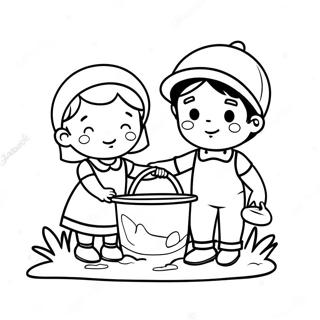 Jack And Jill With A Colorful Bucket Coloring Page 47933-38416