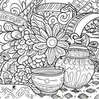 Vibrant Mexican Talavera Pottery Coloring Page 47943-38417