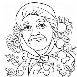 Sweet Grandma With Flowers Coloring Page 47963-38431