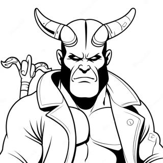 Hellboy With His Iconic Horns Coloring Page 47983-38449