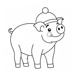 Festive Christmas Pig With Santa Hat Coloring Page 48073-38523