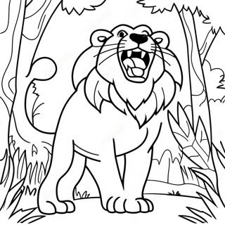 Roaring Lion In The Jungle Coloring Page 48173-38607