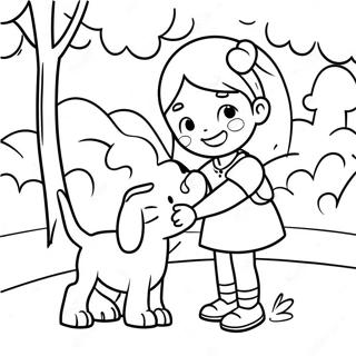 Girl With Dog Coloring Pages