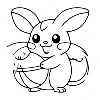 Cute Raichu Playing With Ball Coloring Page 4832-4033