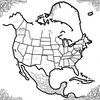 Detailed North America Map Coloring Page 48393-38771