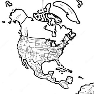 Detailed North America Map Coloring Page 48393-38772