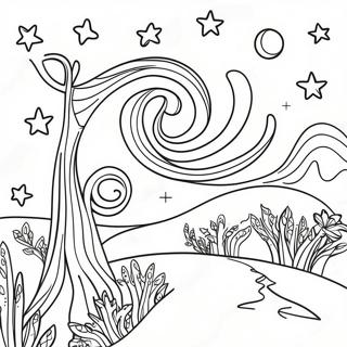 Whimsical Starry Night Coloring Page 48403-38781