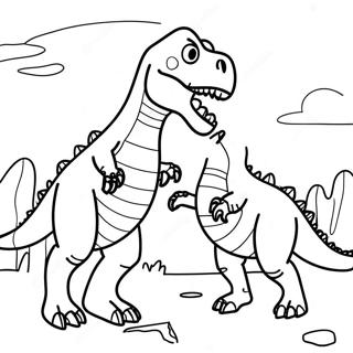 Giganotosaurus Vs T Rex Battle Coloring Page 48422-38794